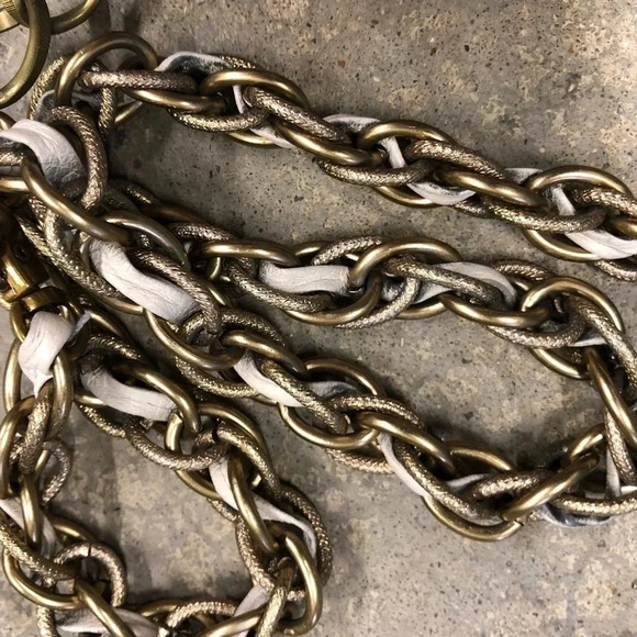 Elliott Lucca Woven Knit‎ Crochet Flap Handbag Metal Leather Chain Strap Purse - Picture 9 of 9